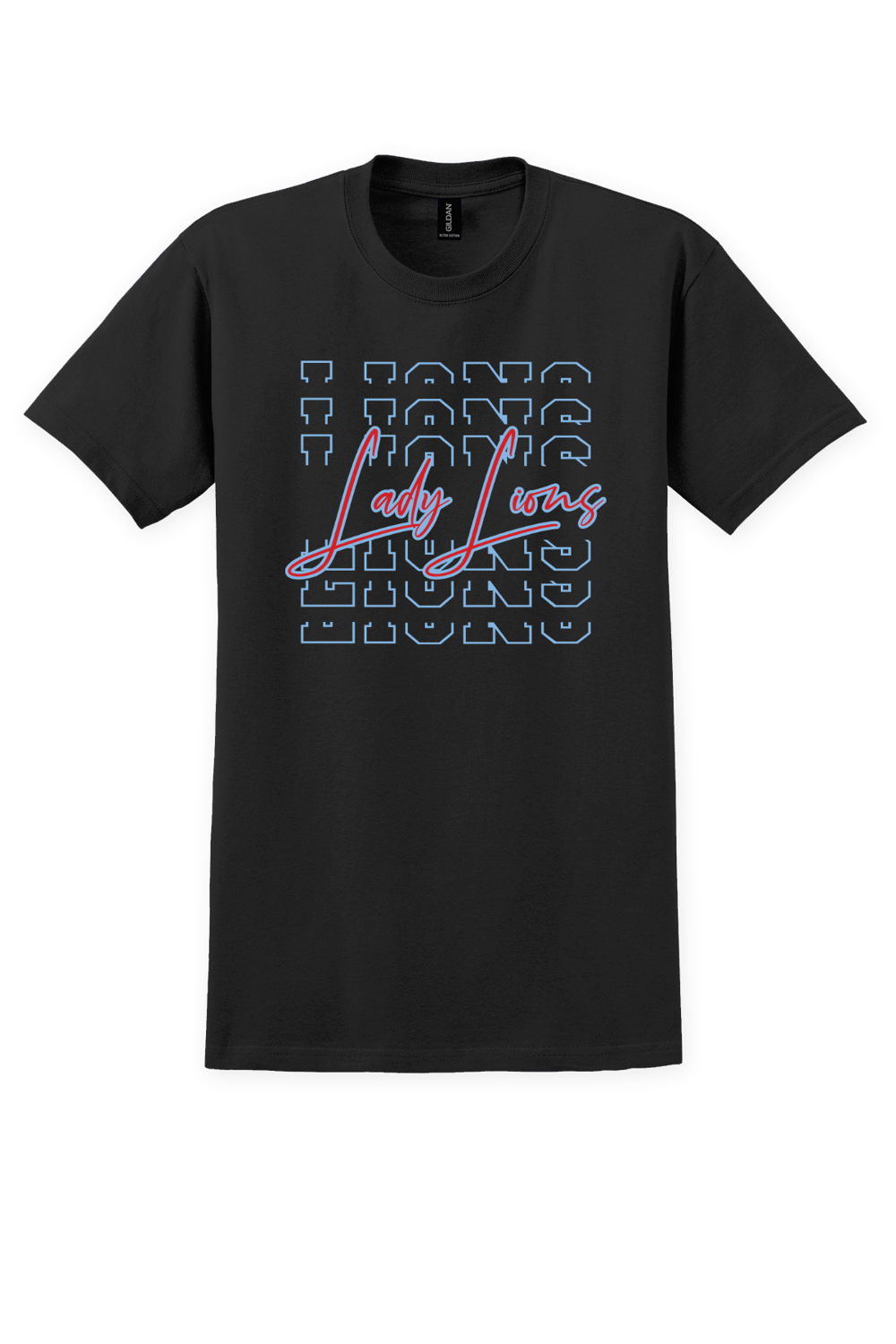 Black Lady Lions T-shirt with repeated Lions lettering